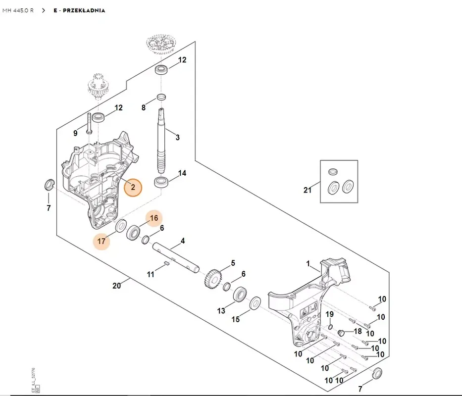 Okazja - STIHL Glebogryzarka MH445.0 Obudowa przekładni kompl., prawa 6241 640 0497